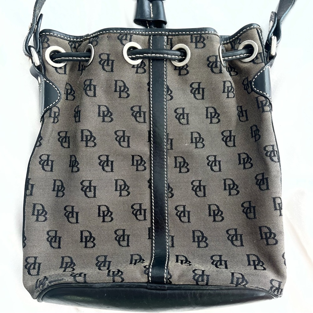 vintage dooney and bourke monogram canvas leather bucket bag made in usa - Picture 5 of 9